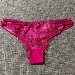 Victoria’s Secret Dark Fuchsia Lace Strappy Cheekini Panty